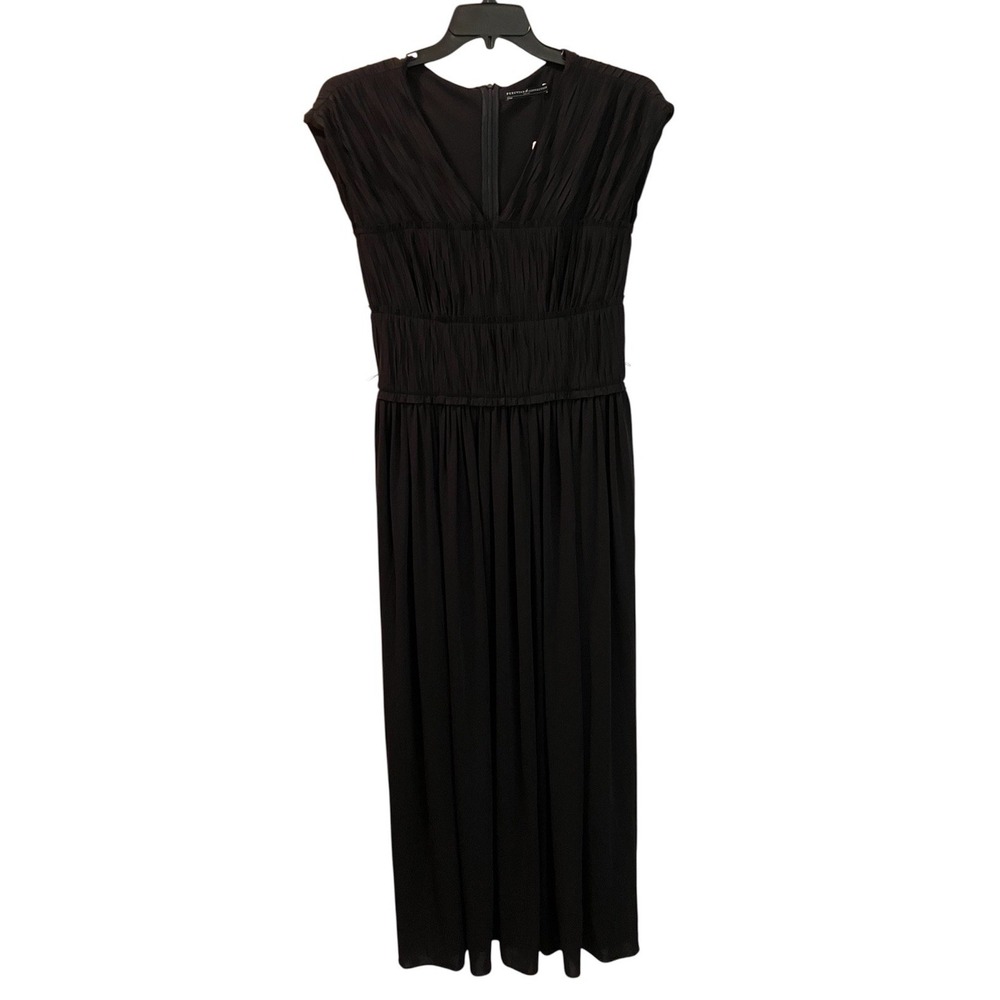 Peruvian Connection Rialto Dress‎ Maxi Black NWT Sz M Pleated Sleeveless